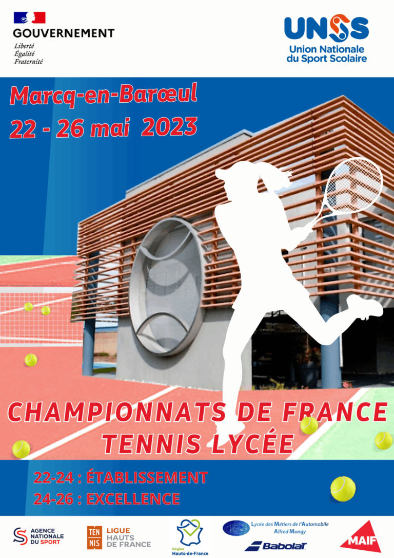 Championnats de France UNSS Tennis lycée Ligue des HautsdeFrance de